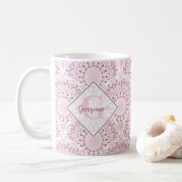 Personlig Art Deco Rosa Confetti Snöre Mandala Kaffemugg