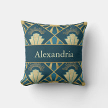 Personlig Art Deco Teal & Guld Geometrisk Namn