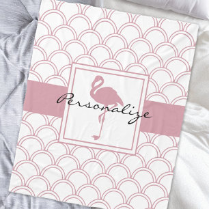 Personlig Art Deco Våg Mönster Rosa Flamingo Fleecefilt
