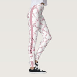 Personlig Art Deco Våg Mönster Rosa Flamingo Leggings