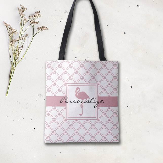 Personlig Art Deco Våg Mönster Rosa Flamingo Tygkasse (Skapare uppladdad)
