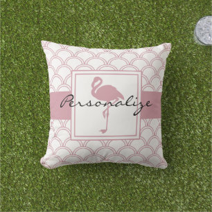 Personlig Art Deco Wave Patten Rosa Flamingo Kudde