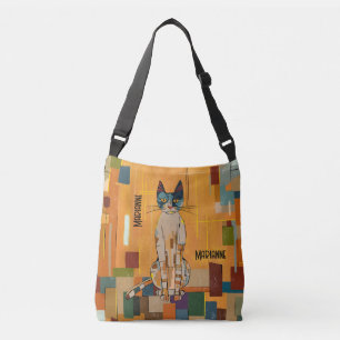 Personlig Art nouveau Klimt-inspirerad Guld Cat Axelväska