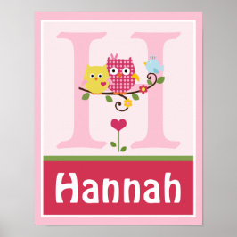 Personlig Art Poster i lycklig Träd 2-Ugglan