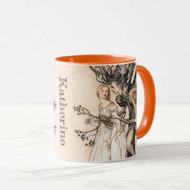 Personlig Arthur Rackham Old Woman in Wood Mugg (Framsida höger)