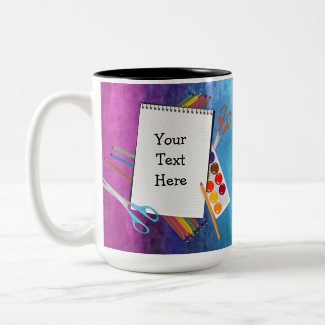 Personlig Artsy Craft Supplies Rainbow Mugg (Vänster)