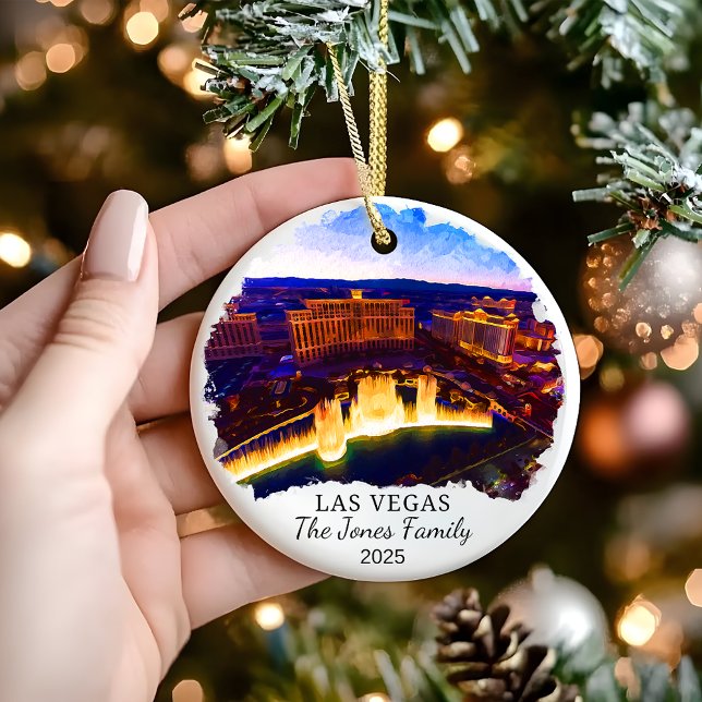 Personlig +as Vegas Ornament, Nevada Gift Julgransprydnad Keramik (Skapare uppladdad)