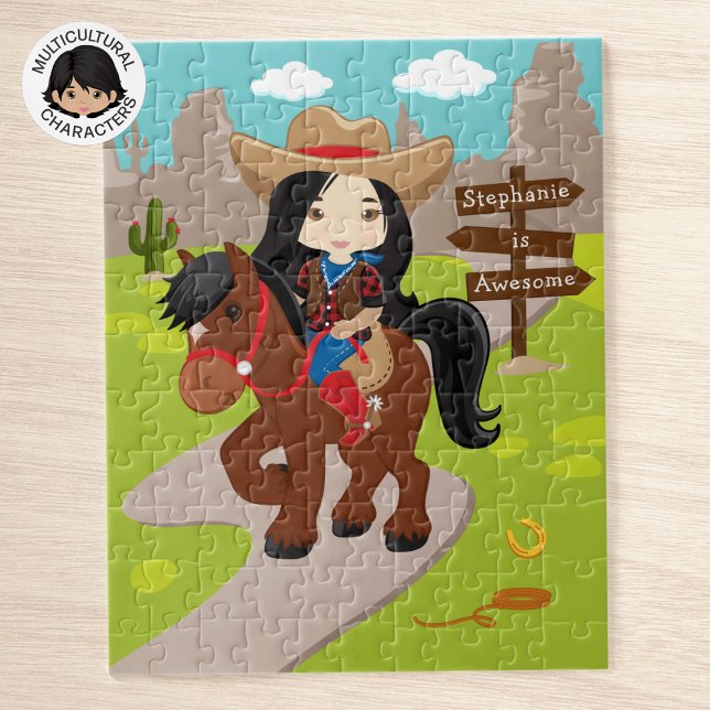 Personlig Asian Cowgirl Jigszle Puzzle Pussel (Skapare uppladdad)