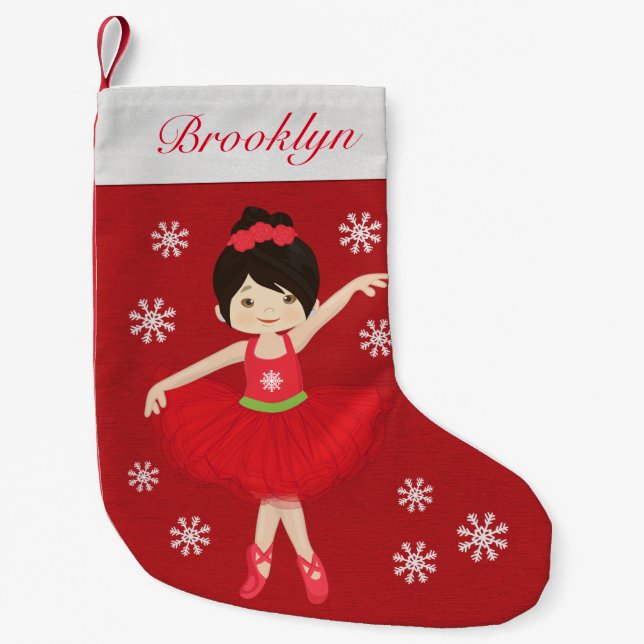Personlig Asian jul Ballerina Liten Julstrumpa (Framsidan)
