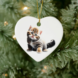 Personlig Asian Semi-Långhårig Kitten Julgransprydnad Keramik