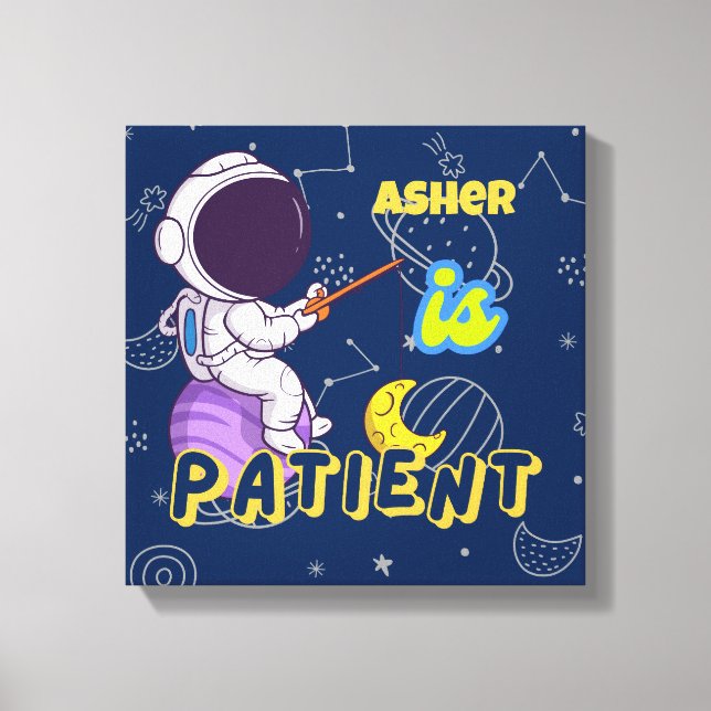 Personlig Astronaut-bekräftelse-dekor | Tålamodig Canvastryck (Framsida)