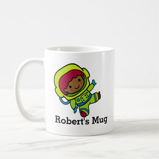 Personlig Astronaut Boy i Spacesuit Kaffemugg (Vänster)