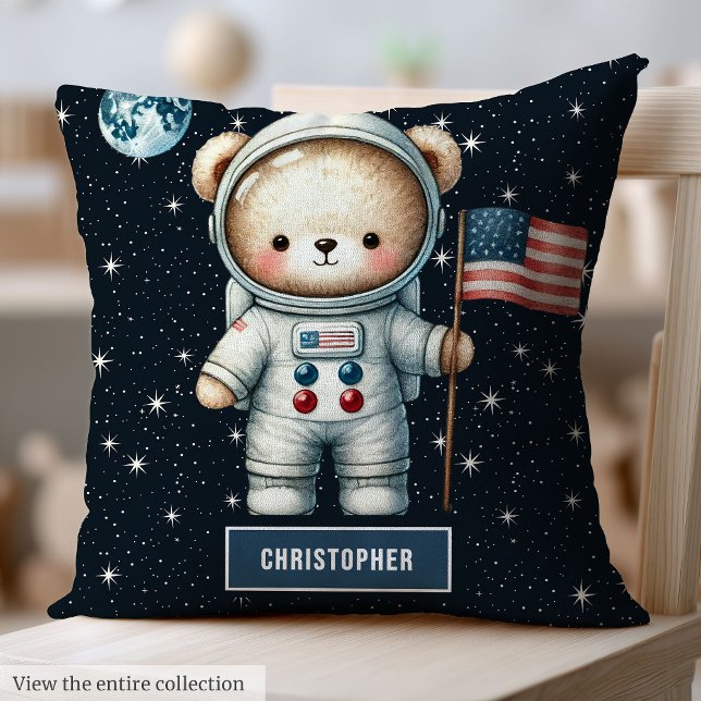 Personlig Astronaut Nalle Pillow Pojke Kudde (Personalized Astronaut Teddy Bear Pillow Baby Boy)