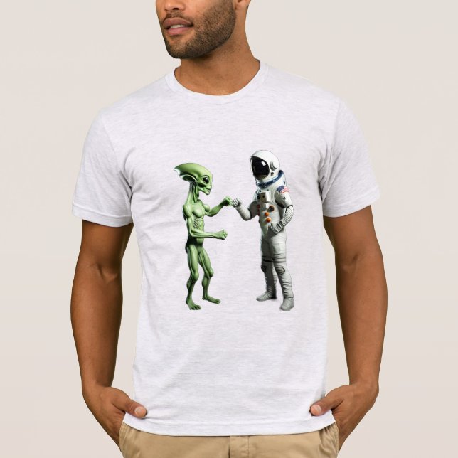 Personlig Astronaut och Alien Fist Bump Pappa T Shirt (Framsida)