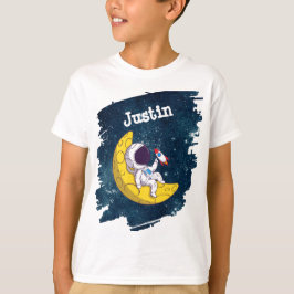 Personlig Astronaut på Månen med Raket T Shirt