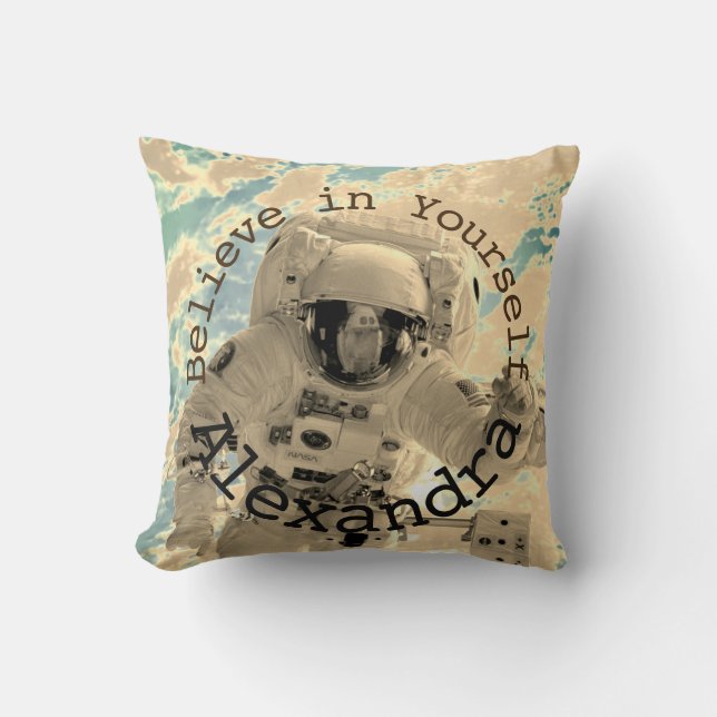 Personlig Astronaut Raket Motivation Kudde (Framsida)
