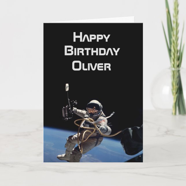 Personlig astronaut Space Walk Birthday Kort (Framsida)