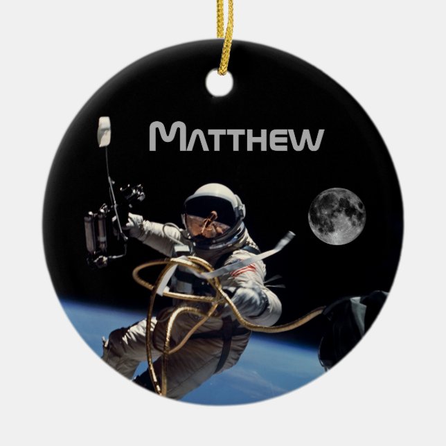 Personlig astronaut Space Walk Julgransprydnad Keramik (Framsidan)