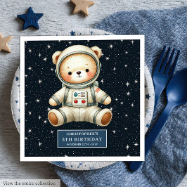 Personlig Astronaut Teddy Napkins Baby Shower B Pappersservett
