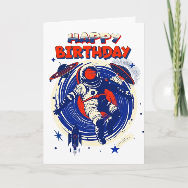 Personlig Astronaut ThLED Birthday Kort (Framsida)