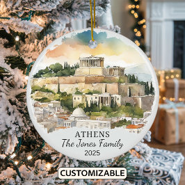 Personlig Aten Ornament, Grekland Gift Julgransprydnad Keramik