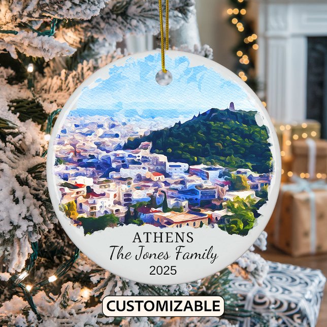 Personlig Aten Ornament, Grekland Gift Julgransprydnad Keramik (Skapare uppladdad)