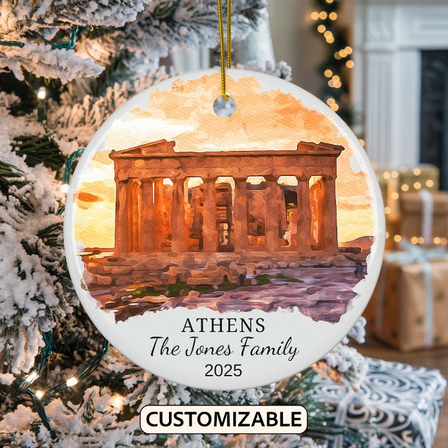 Personlig Aten Ornament, Grekland Gift Julgransprydnad Keramik (Skapare uppladdad)