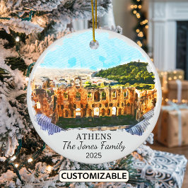 Personlig Aten Ornament, Grekland Gift Julgransprydnad Keramik