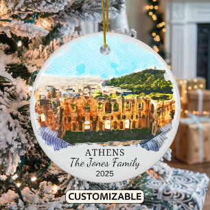 Personlig Aten Ornament, Grekland Gift Julgransprydnad Keramik