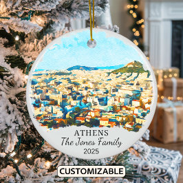 Personlig Aten Ornament, Grekland Gift Julgransprydnad Keramik