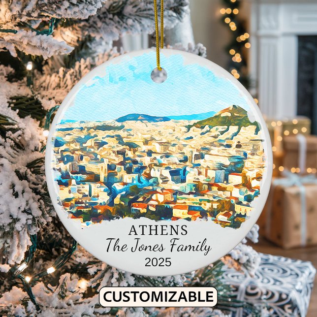 Personlig Aten Ornament, Grekland Gift Julgransprydnad Keramik (Skapare uppladdad)