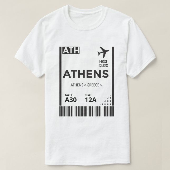 Personlig Atens grekiska ombordstigningspass T Shirt (Design framsida)