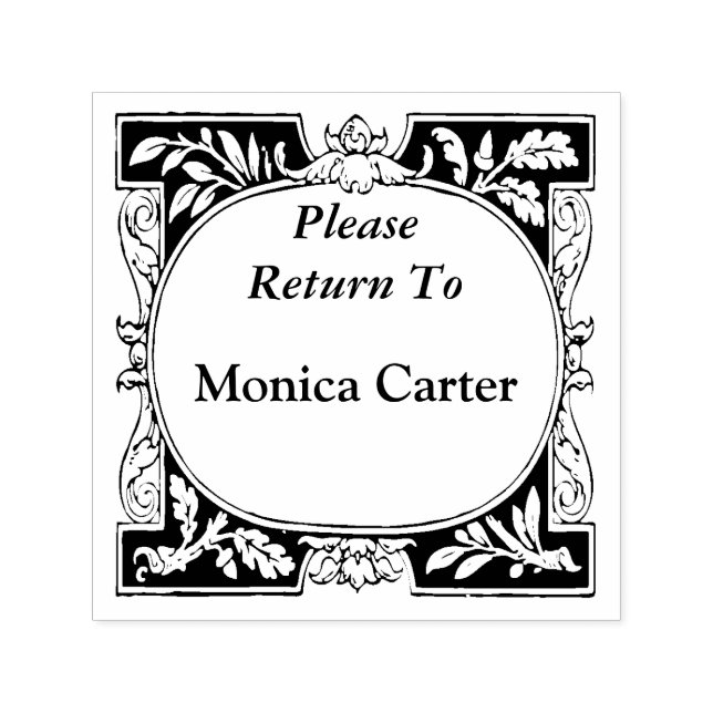 Personlig återkomst till Bok med glatt Gräns Självfärgande Stämpel (Design)