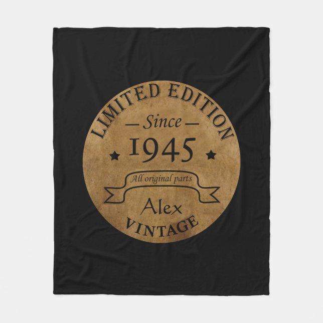 Personlig åttio vintagar 80:e födelsedagsfesten fleecefilt (Framsidan)