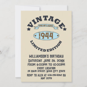 Personlig åttio vintagar 80:e födelsedagsfesten inbjudningar