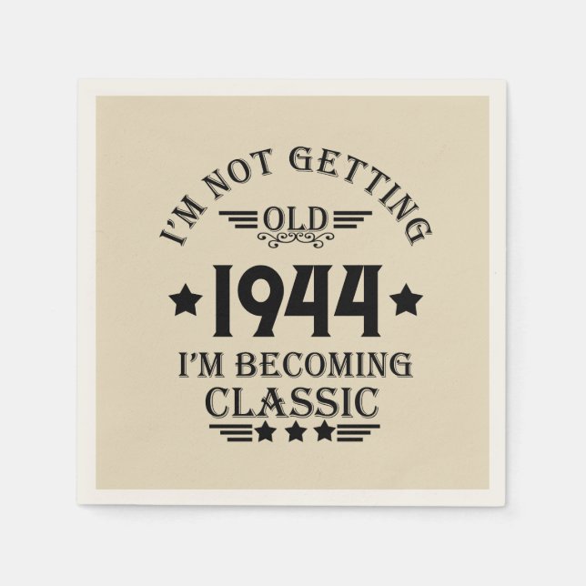 Personlig åttio vintagar 80:e födelsedagsfesten pappersservett (Framsidan)