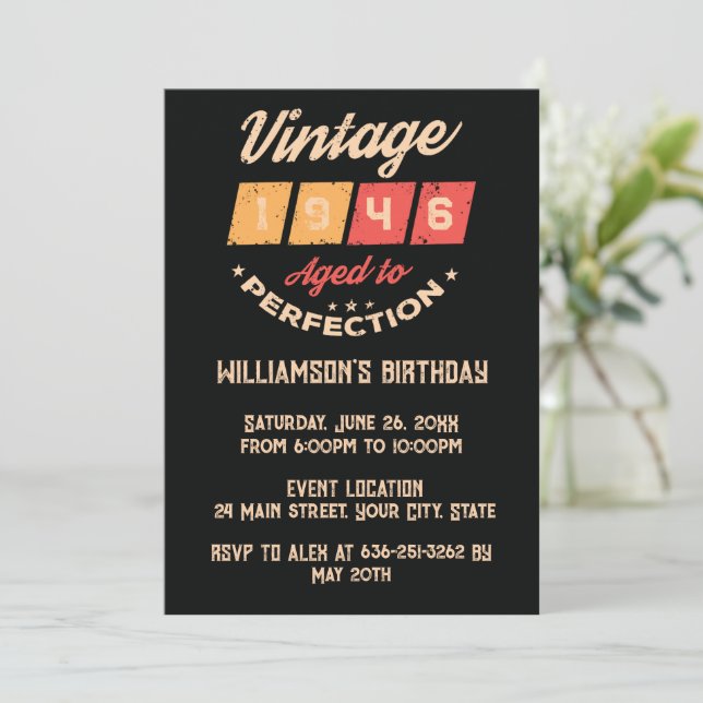 Personlig åttio vintage 80-årsfest inbjudningar (Stående Fram)