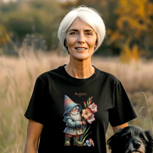 Personlig August Birth Month Garden Gnome T Shirt