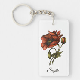 Personlig August Flower Keychain - Poppy
