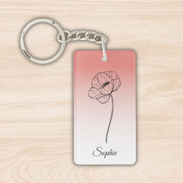 Personlig August Flower Keychain - Poppy (Skapare uppladdad)