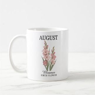 Personlig augusti födelsedagsblomma Gladiolus Kaffemugg
