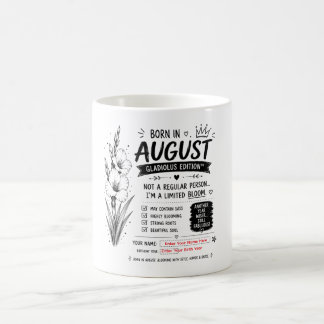 Personlig Augusti Gladiolus Födelsedagsmugg Kaffemugg