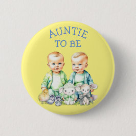 Personlig Auntie to be Twillingar Baby Shower Knapp