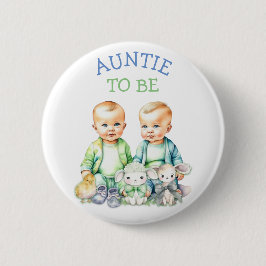 Personlig Auntie to be Twillingar Baby Shower Knapp