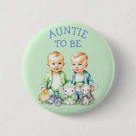 Personlig Auntie to be Twillingar Baby Shower Knapp