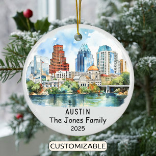 Personlig Austin Ornament, Texas Julgransprydnad Keramik