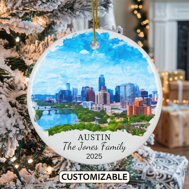 Personlig Austin Ornament, Texas State Julgransprydnad Keramik (Skapare uppladdad)