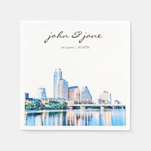 Personlig Austin Texas Skyline Bröllop Pappersservett