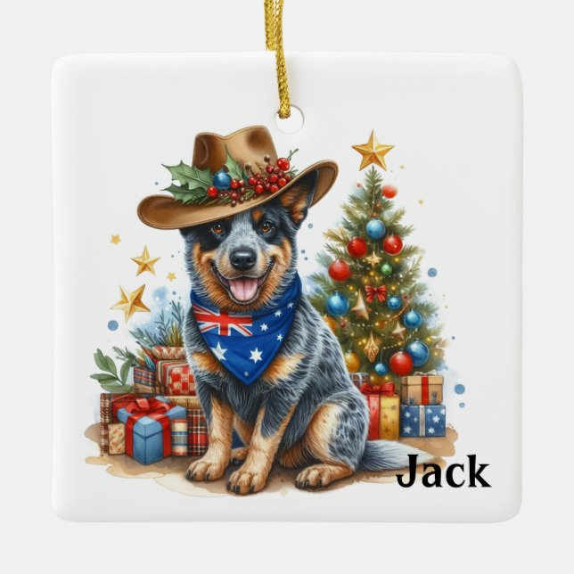 Personlig Australian Cattle Hund jul Julgransprydnad Keramik (Framsida)