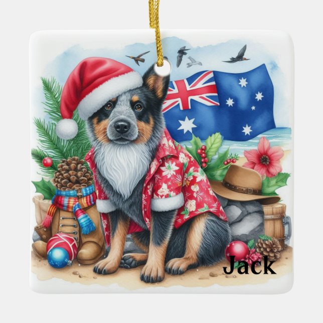 Personlig Australian Cattle Hund jul Julgransprydnad Keramik (Framsida)